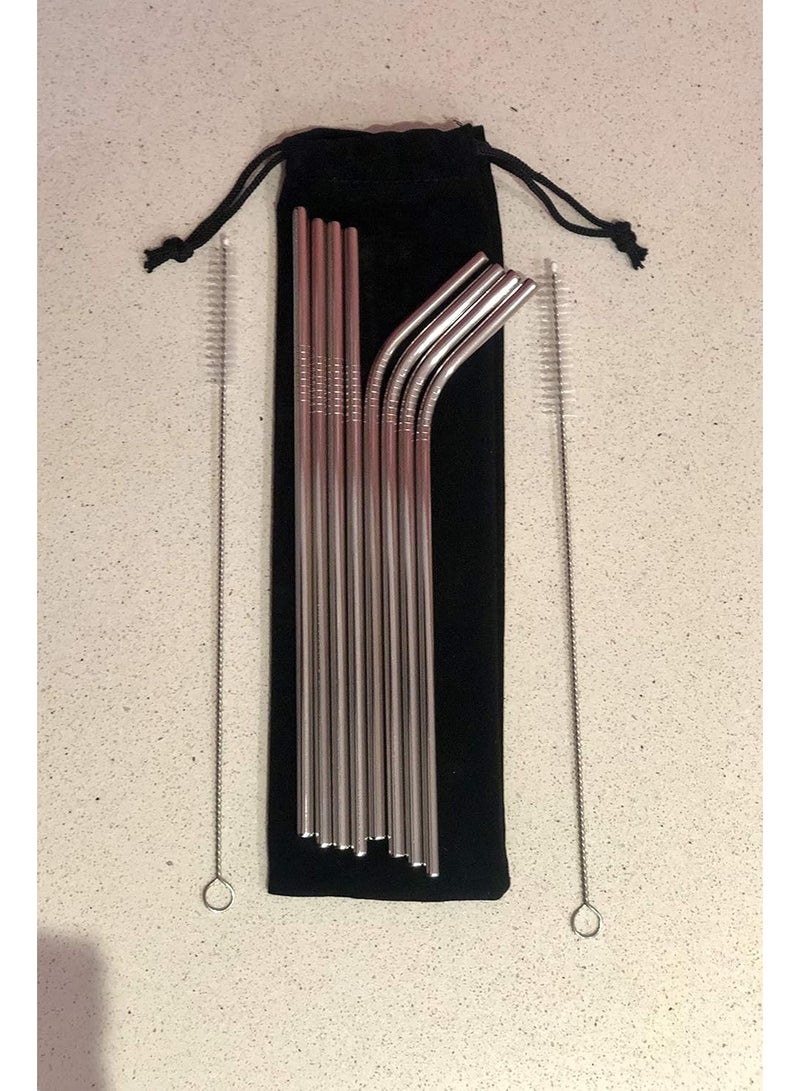 Cazadora Stainless Steel Reusable Straws Set of 8 with 2 Cleaning Brushes Silver Eco Friendly Metal Drinking Straws for Hot and Cold Beverages Fruit Juice Water Coffee Tea Smoothies Durable Food Grade Stainless Steel Smooth Rounded Edges Safe for Adults and Kids Reusable Straw Set for Home Kitchen Café Bar Restaurant Outdoor Travel Party Use Plastic Free Sustainable Alternative Easy Clean Long Length Straws Suitable for Standard Glasses Cups Tumblers Dishwasher Safe Rust Resistant High Quality Steel Straws Set Model 7602 Made in China - Image 2